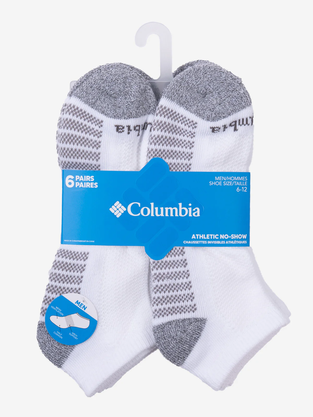 Medias Para Hombre 6 Pack - No Show Fashion Blancas Columbia